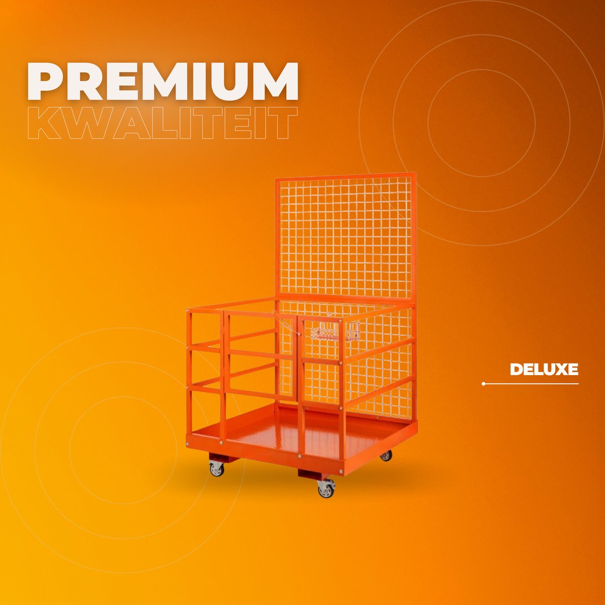 Heftruck Platform - Veiligheidsmand 635kg - Oranje - Voor Heftruck - Incl. Accessoires