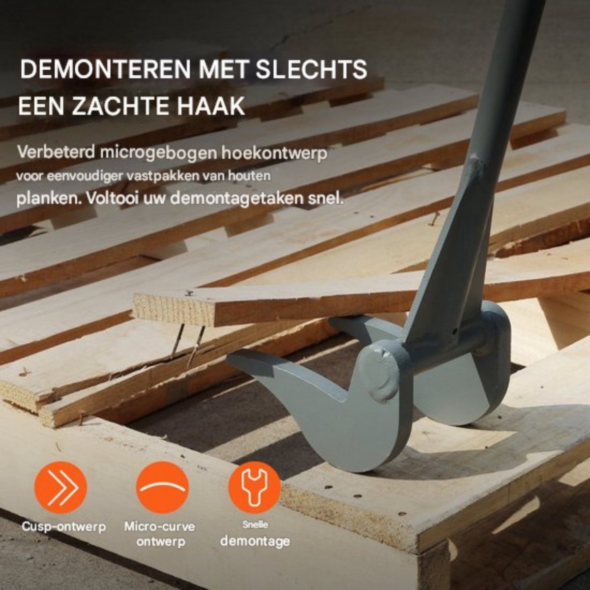 Palletbreker PRO - Pallet Buster - 137,2cm Lamellenheffer - Roughneck - Koevoet breekijzer Incl. Handschoenen - 907KG