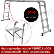 Telescopische Loft Ladder Luxe - 470CM - Opvouwbare Trapladder - Uitschuifbare Aluminium Ladder - Draagbaar - EN131 - Max. Belasting 150kg/330lb