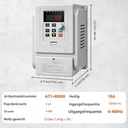 Frequentieomvormer - 4kW 18A - 5HP - Frequentie omvormer - Inclusief 20cm Kabel