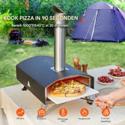 Pizza oven Deluxe - Draagbaar - Outdoor - RVS Pizza Oven - Max 540℃ - Schep & Pizza Steen & Draagtas
