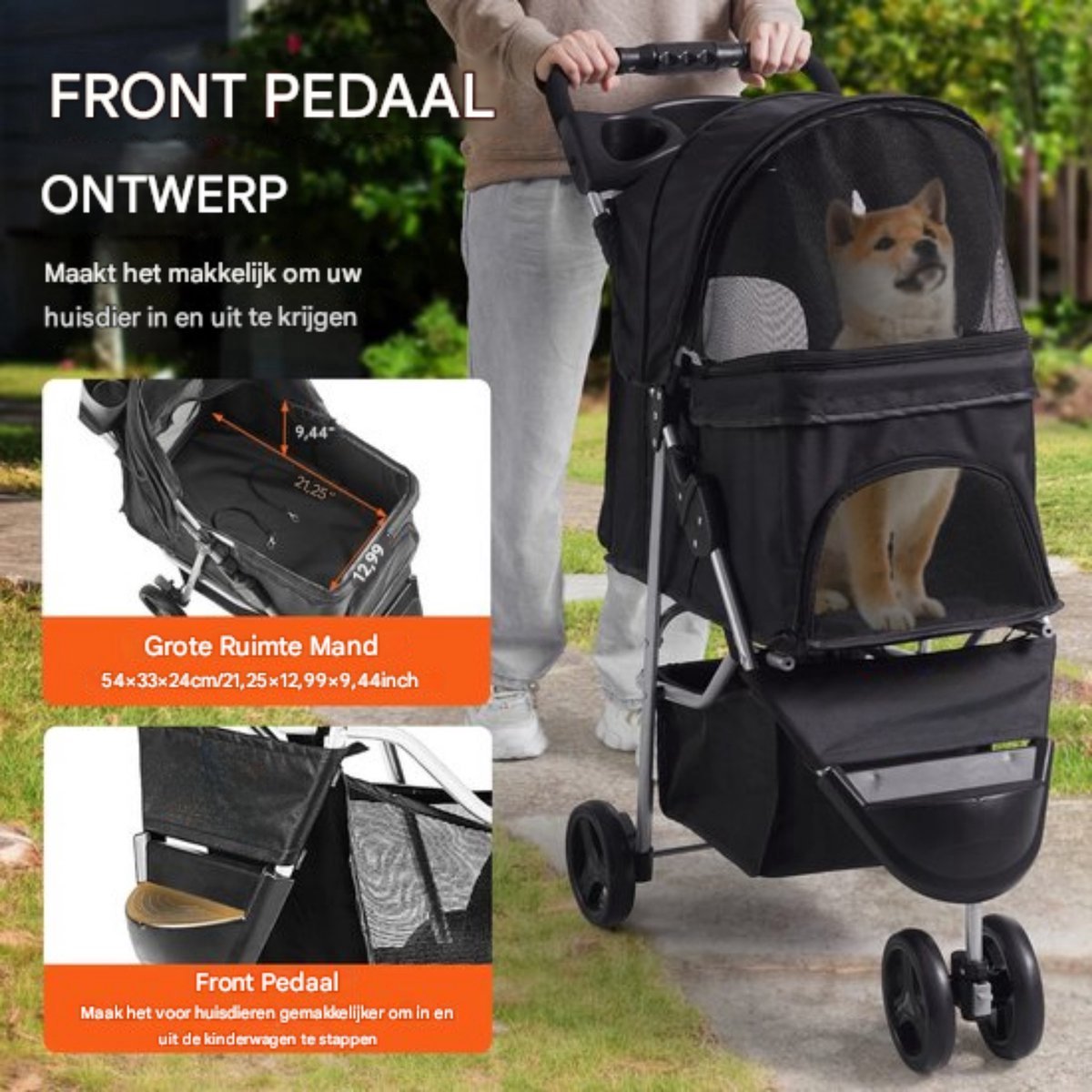 Hondenwandelwagen - Voor honden & katten - Puppy Kinderwagen - Huisdierbuggy - Huisdier