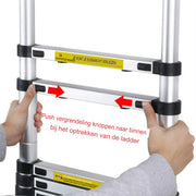 Telescoopladder Vaelor - A frame - 380CM - RVS Opvouwbaar - Draagbaar & Uitschuifbaar - Max. 150KG - EN131