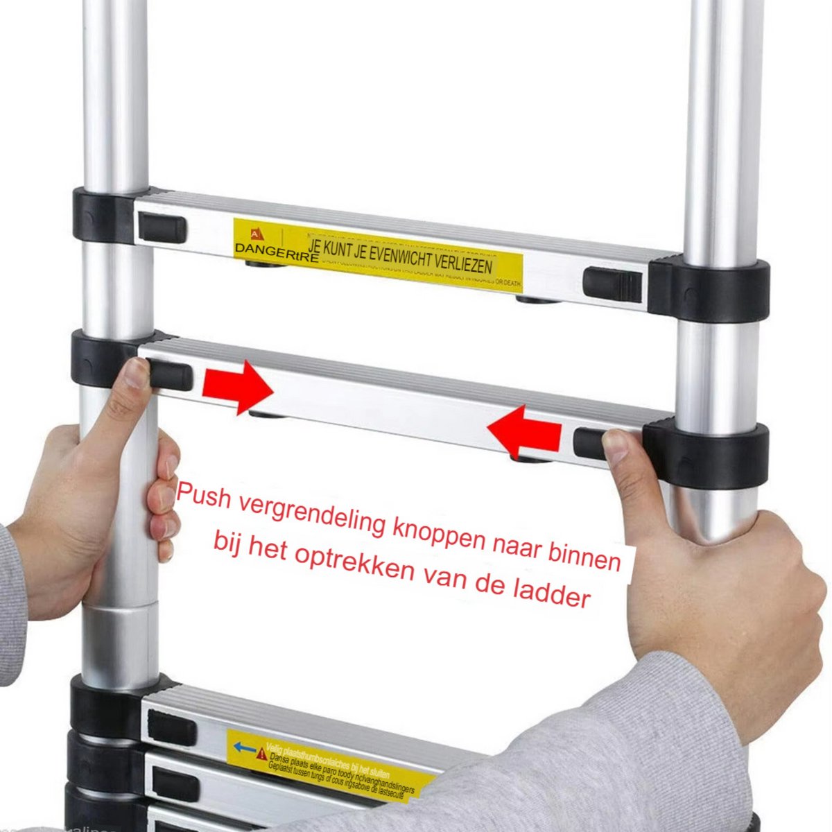 Telescoopladder Vaelor - A frame - 380CM - RVS Opvouwbaar - Draagbaar & Uitschuifbaar - Max. 150KG - EN131