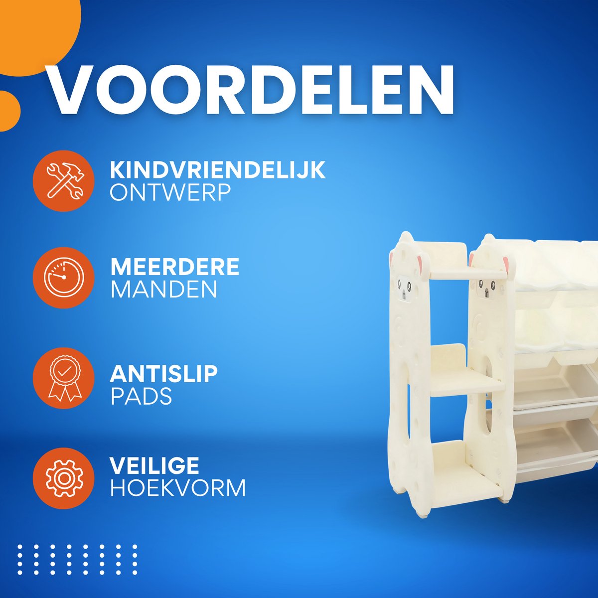 Speelgoedkast - Kinderkast - Opbergrek voor Kinderen -Speelgoedkist - Voor Speelkamers & Kinderdagverblijven - Met 4 Grote & 8 Kleine Manden - Wit