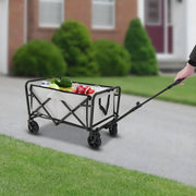 Opvouwbare Bolderkar – Bolderwagen - Voor strand, tuin en camping – Met wielen en duwstang – Khaki
