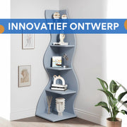Moderne boekenkast 5 lagen - Blauw - Boekenrek - Woonkamer, slaapkamer en kinderkamer - Hout - 180cm