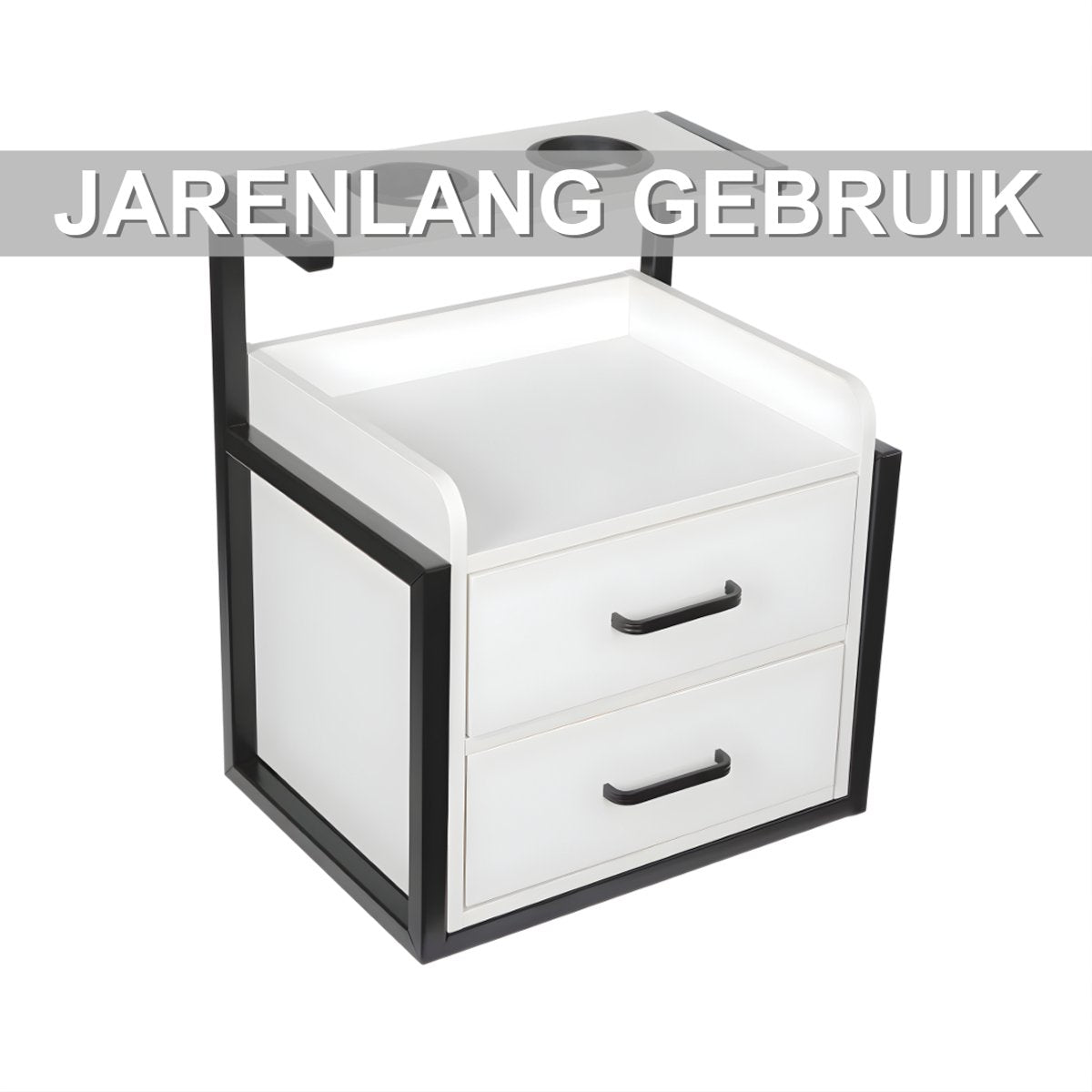 Wandkast - Hangkast - Muurkast - Opbergmeubel - Voor kapsalon - Opbergkast met wandmontage -Zwart/Wit