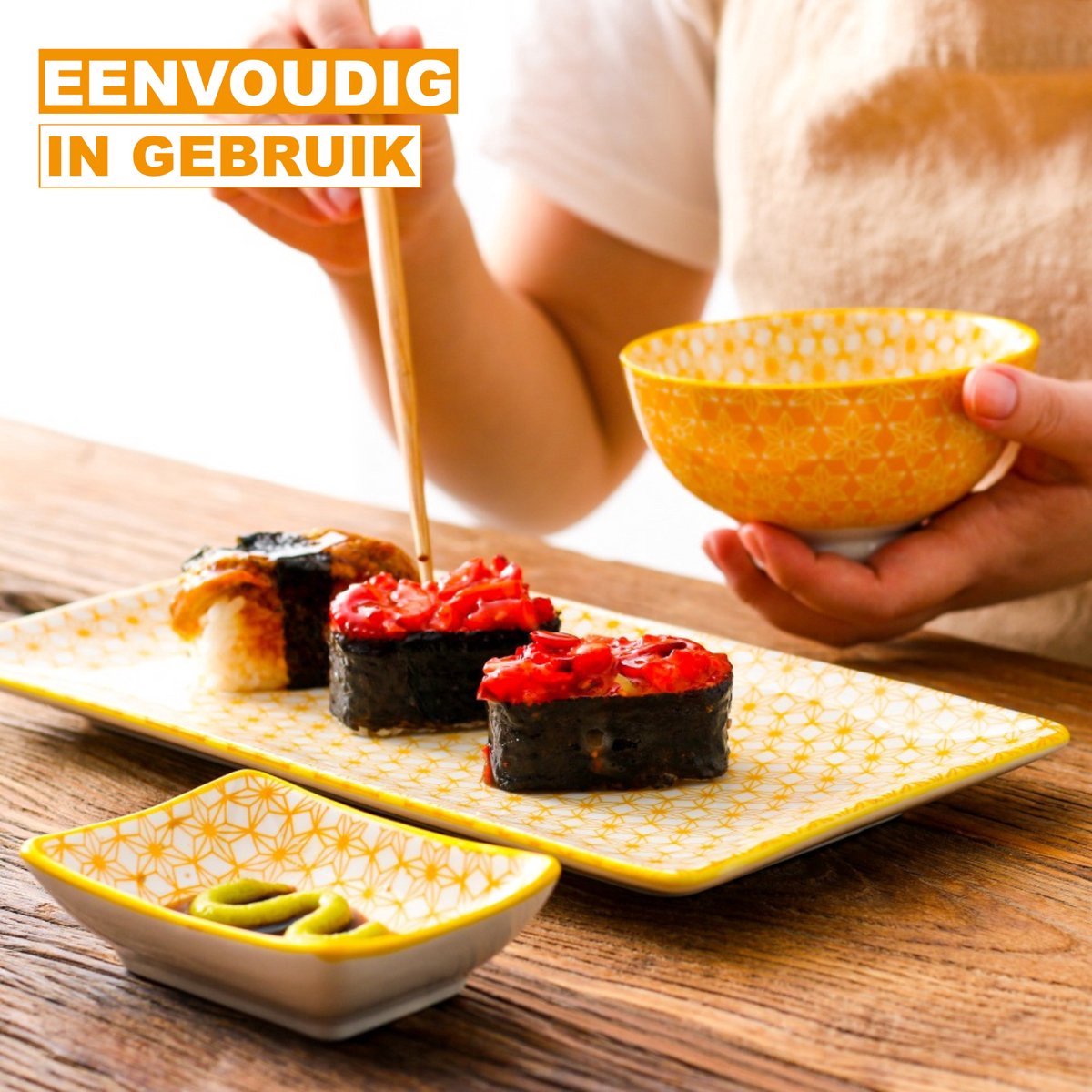 Aurora Sushi Servies Celestia - 6 delig - 2 persoons - Dinerborden - Bordenset - Diepe borden - Ontbijtborden - Servies - Keukenservies