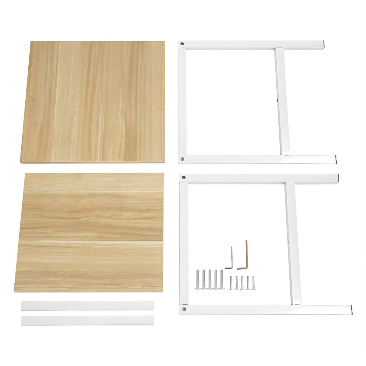 Bijzettafel - Voor slaapkamer of woonkamer - Met opbergrek en plank - Wit
