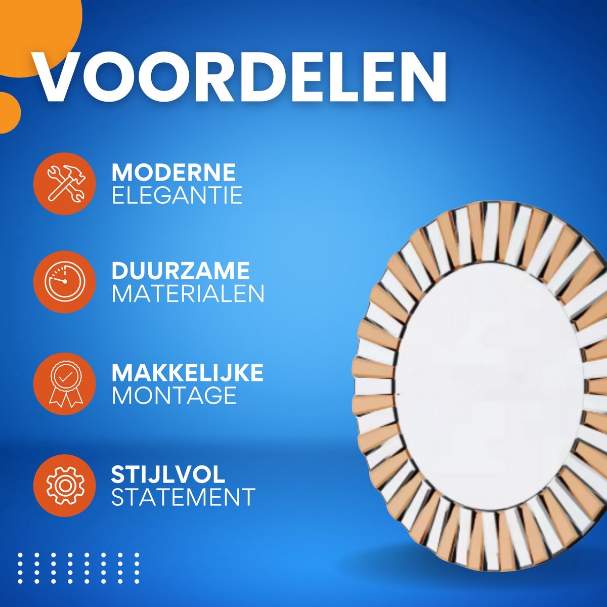 Elegante Spiegel Vortex - Ronde wandspiegel - 60cm - Zonder verlichting - Woonkamer