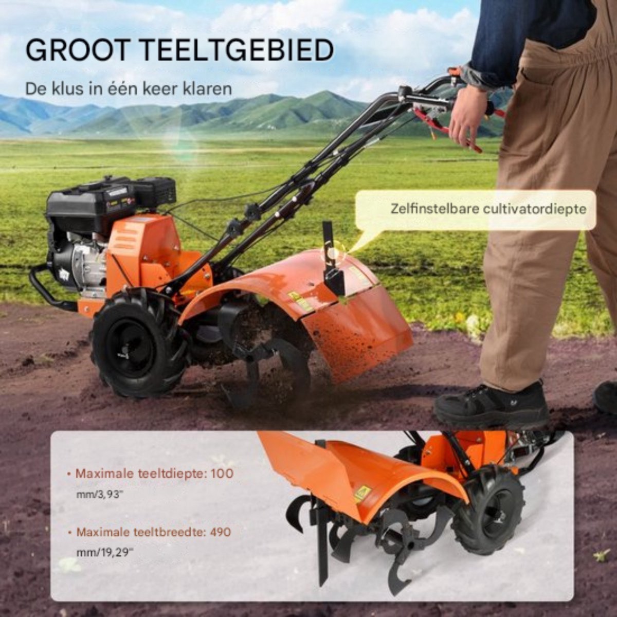 Verticuteermachines - Tuinfrees Cultivator - Benzine - Gazonbeluchter - Verticuteren machinen - 4 Takt - Verticuteerder - Oranje/Zwart