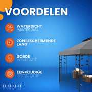 Partytent dak Opulence grijs - 3x3m doek - Tentdoek - Vervangend dak voor tent - Paviljoen - Waterdicht