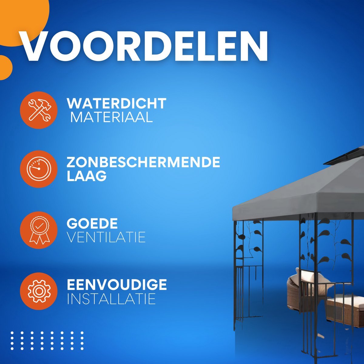 Partytent dak Opulence grijs - 3x3m doek - Tentdoek - Vervangend dak voor tent - Paviljoen - Waterdicht