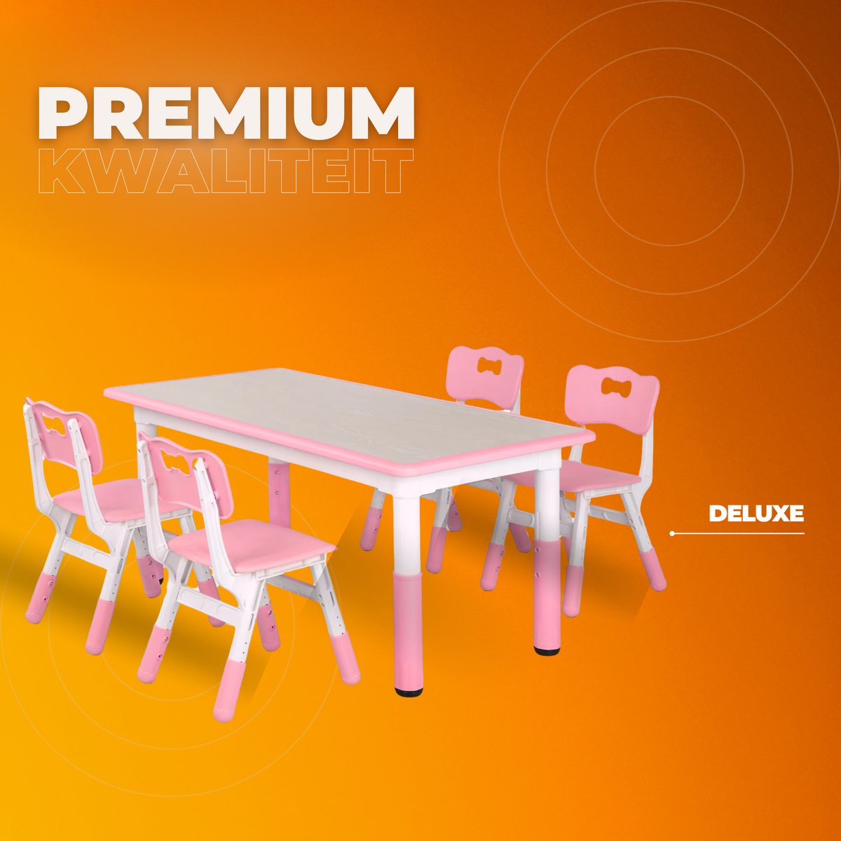 Kindertafel en 4-stoelenset In hoogte verstelbare tafelset voor peuters met meerdere activiteit Studie schrijven, spelen voor kinderen Kindertafel en stoel - Roze - 120x60cm