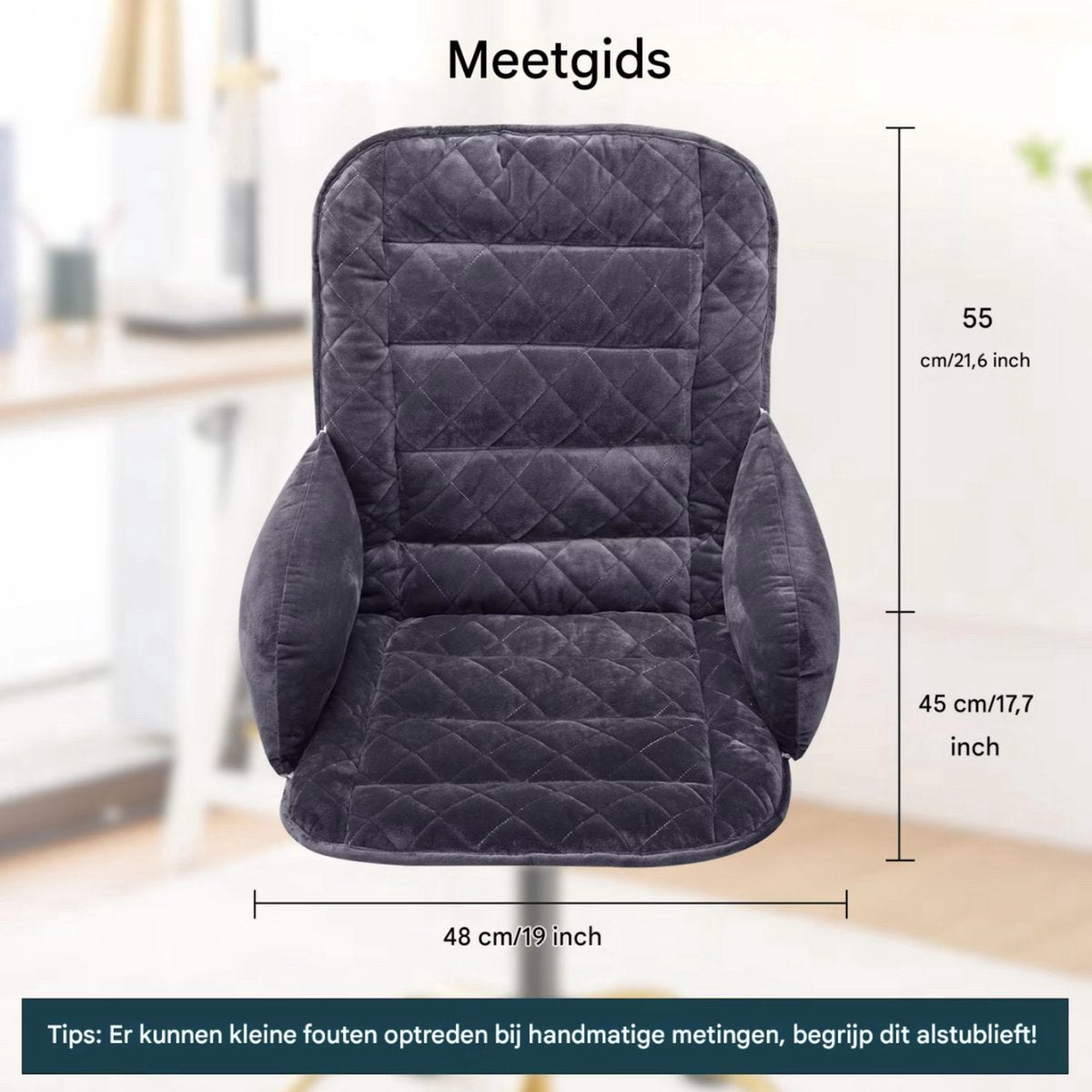 Kussen Tavien - Bureaustoel kussen - Rugkussen - Ergonomisch - Universeel - Grijs