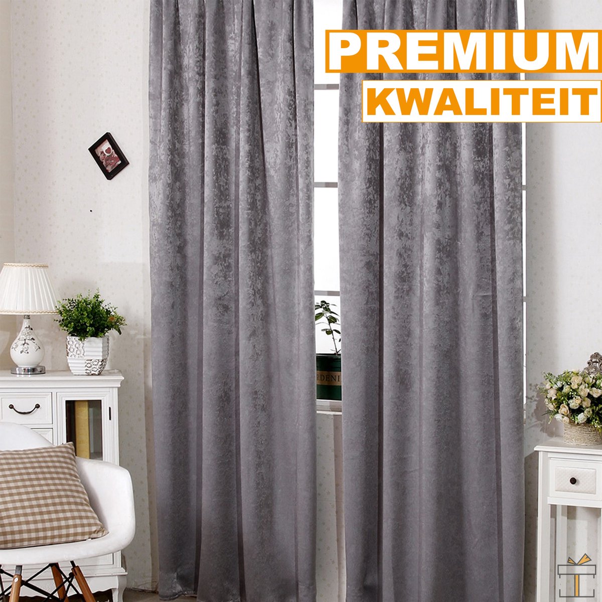 Happyment® Gordijnen Set van 2 - Verduisterend & Isolerend - Grijs - Rails - Gordijn - 135x245 cm - Zwaar