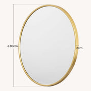 Ronde Wandspiegel - Stijlvolle Ophangspiegel met Gouden Metalen Frame - Geschikt voor Badkamer, Slaapkamer, Woonkamer en Hal - 80x80cm
