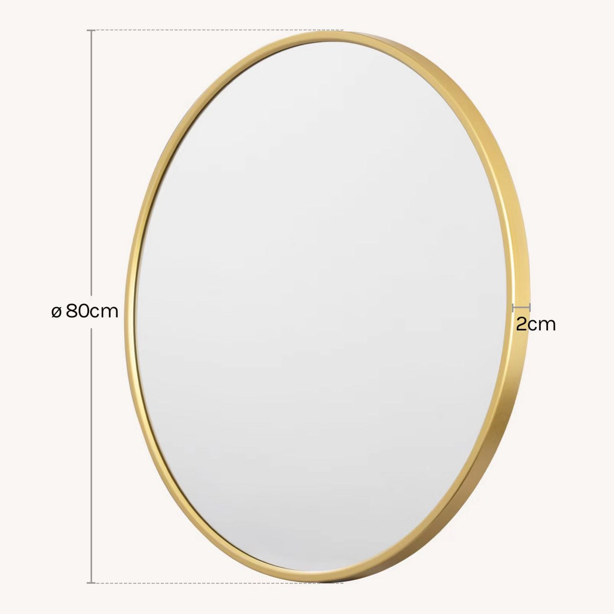 Ronde Wandspiegel - Stijlvolle Ophangspiegel met Gouden Metalen Frame - Geschikt voor Badkamer, Slaapkamer, Woonkamer en Hal - 80x80cm