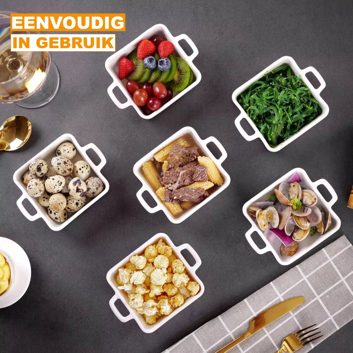 Tida Ovenschaal - 12 delig - 4 persoons - Wit - Dinerborden - Bordenset - Diepe borden - Ontbijtborden - Servies