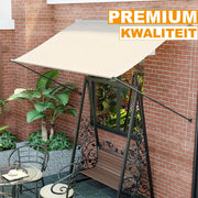 Happyment Zonneluifel deluxe - Handmatig - Luifel met steunpoten - Zonnescherm - Terras - Tuin of balkon - Beige - 300x180cm