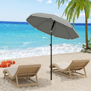 Ronde Parasol - Voor Balkon, Strand of Tuin - Verstelbaar & 45° Kantelbaar - UV-Resistent & Waterdicht - Dark Grey 155cm