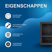 Douchenis - Wandnis - Inbouwnissen- Voor Badkamer & Douche - Zwart - 2 vakken - 41 × 107 cm