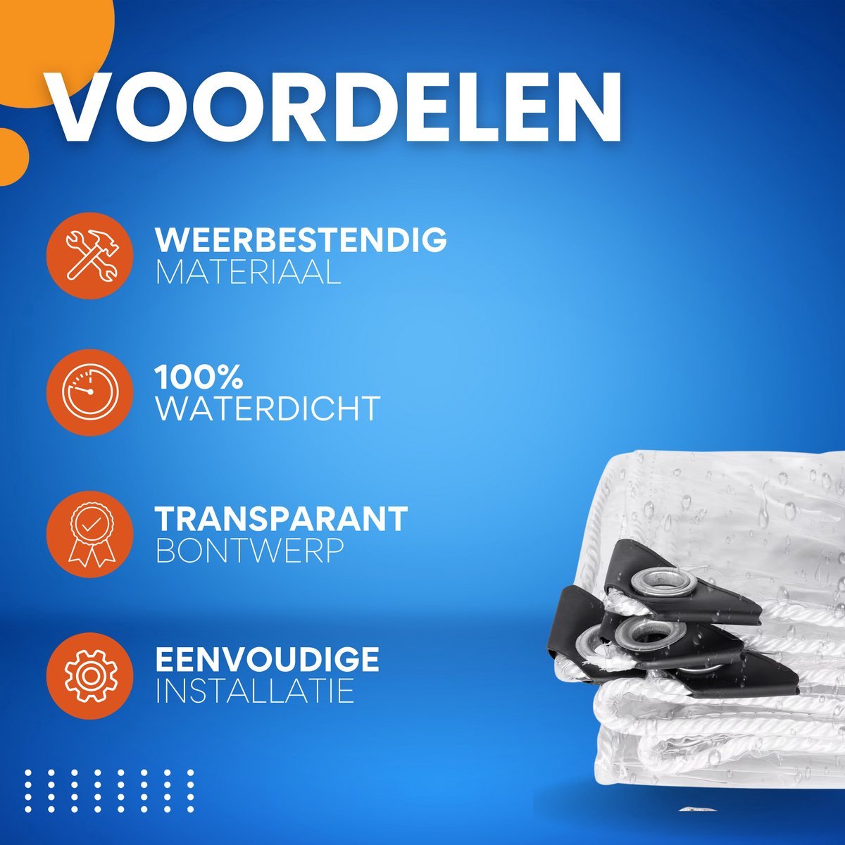 Transparant PVC-zeildoek Opulence - Waterdicht - Met oogjes - Weerbestendig - Zeil voor tuinmeubels of veranda - 100x300cm