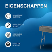 BBQ-grills - Voor camping - Draagbare, opvouwbare houtskoolgrill - Grijs - 60*18*65cm