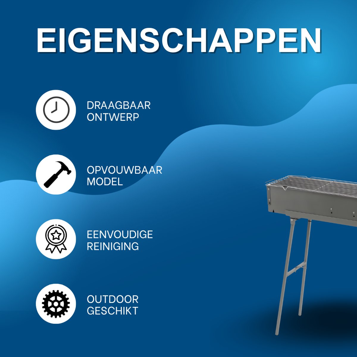 BBQ-grills - Voor camping - Draagbare, opvouwbare houtskoolgrill - Grijs - 60*18*65cm