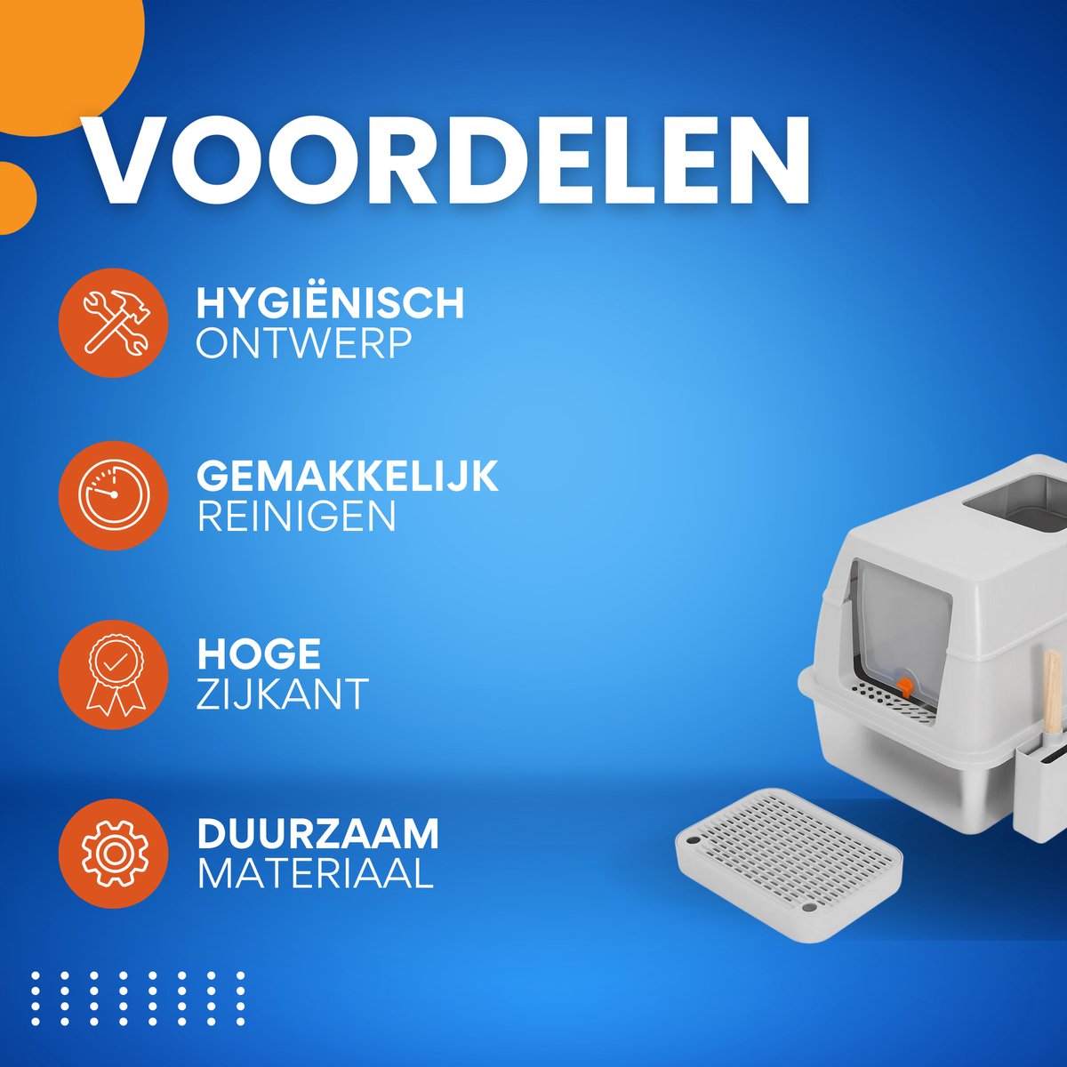 Roestvrijstalen Kattenbak - Kattentoilet - met Deksel & Hoge Zijkant - Gemakkelijk Schoon te Maken - Voor Katten & Puppy’s