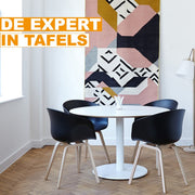 Bolt Edge Ronde Bartafel - Wit - Verstelbaar - Hout Metaal - 60x60x68-88cm