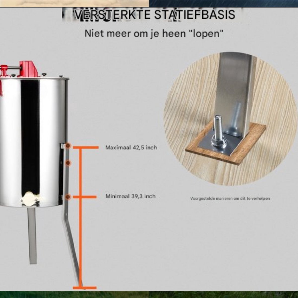 Handmatige Honing Extractor - Honing centrifuge- Tangentiële Extractor - RVS - Honingklep - Transparant Deksel