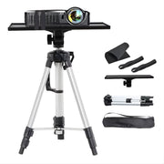 Projectorstatief – Opvouwbare Laptop- en Projectorstandaard - met Plateau en Draagtas – Lichtgewicht Aluminium- voor Thuis, Studio of Kantoor gebruik - Zilver
