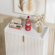 Schoenenkast met deuren - 5 lades - Wit - Voor 20 paar - Schoenenrek - Woonkamer en slaapkamer - 105 cm hoog × 75 cm breed × 35 cm diep