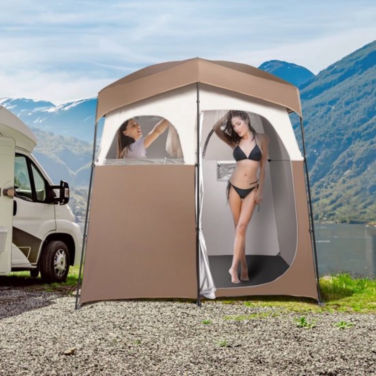Douchetent Deluxe - Omkleedtent - Camping - 2 Persoons - 84"x42" - Privacytent Voor Omkleden