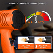 Warmtepistool Deluxe - 2000W Professionele Dubbele Temperatuurinstellingen 60℃-600℃ - Snelle Heteluchtpistoolset met 4 Nozzles
