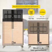 TV Lift - Muurbeugel - Met afstandsbediening - Voor 26-60 inch - TV lift meubel - Woonkamer of kantoor - Hoogte verstelbaar - Inbouwsysteem voor kast