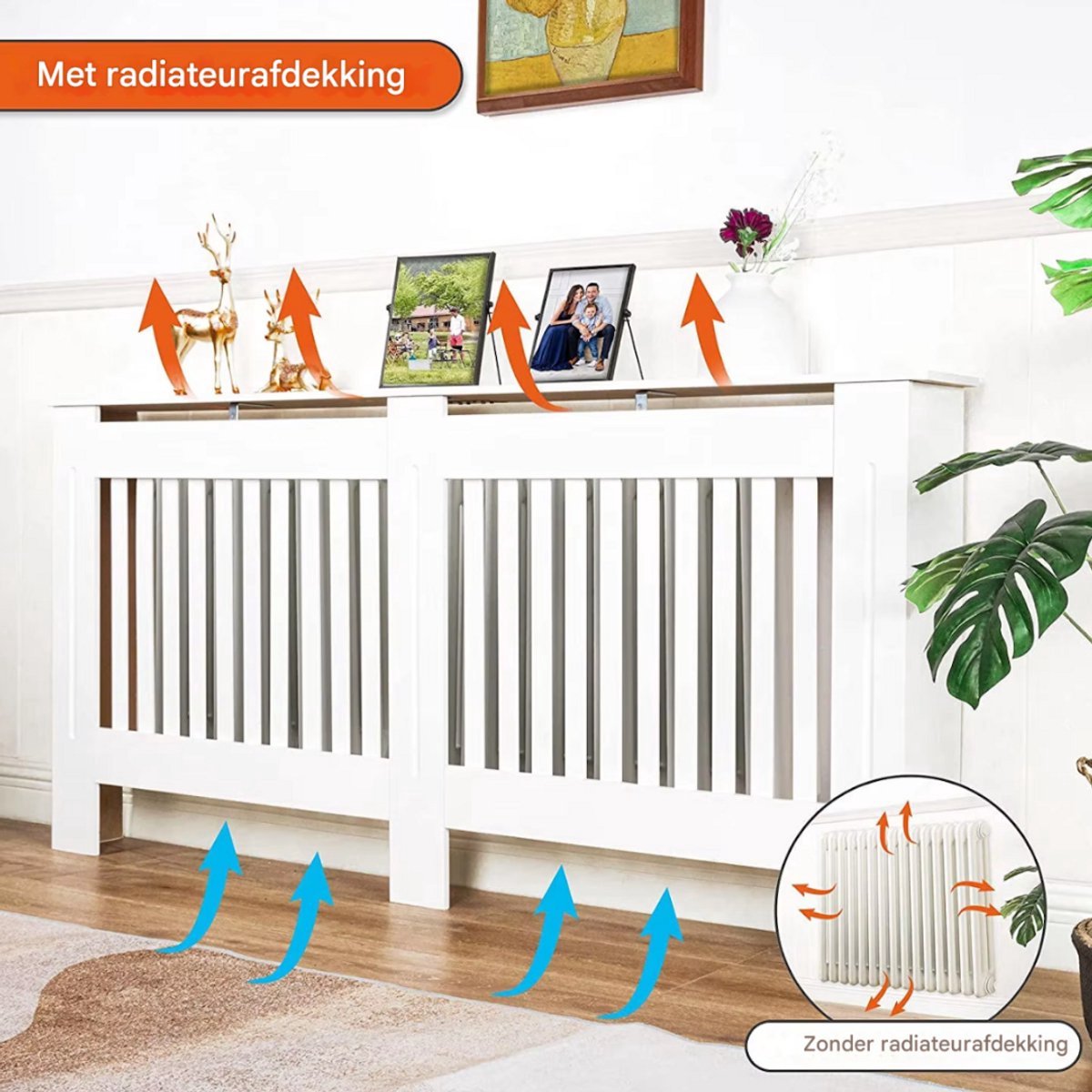 Radiatorombouw Grandiose - 172x92 cm - Ombouw rooster - Horizontale panelen - MDF - Stijlvol - Grijs