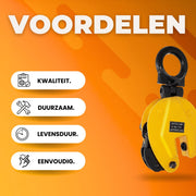 Industriële Verticale Plaat - Hijsklem Staal - 2204 lbs WLL - Klem voor Zware Hefklussen