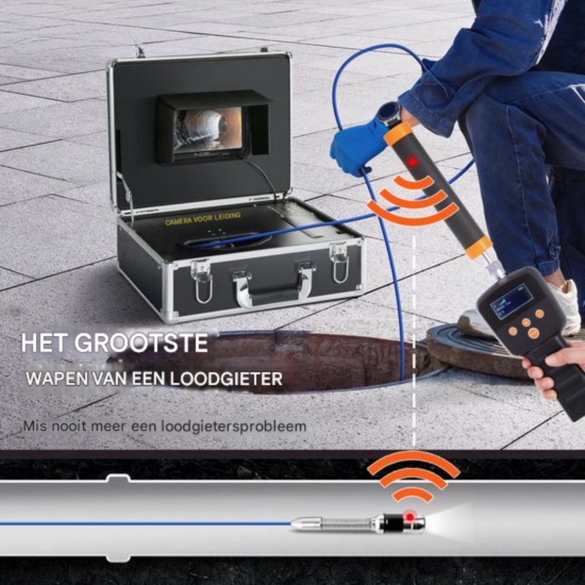 Endoscoop inspectie camera - Met lamp - 40m - Proffesionele Rioolcamera - Inspectiecamera - 6 uur batterij - 1000TVL - Opname functie