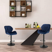 Barkruk Comfy Blauw - Met rugleuning - Stevig- Velvet - Set van 1 - Keuken - Barstoelen ergonomisch - Verstelbaar in hoogte - Zithoogte 60-82cm