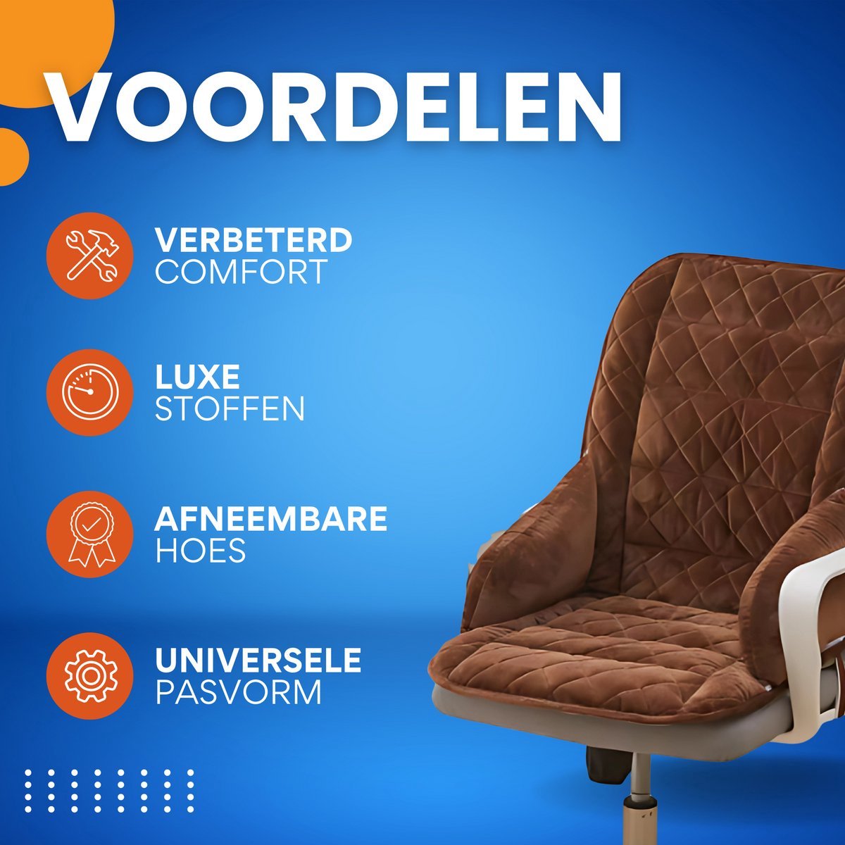 Kussen Tavien - Bureaustoel kussen - Rugkussen - Ergonomisch - Universeel - Bruin