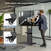 TV vloerstandaard verrijdbaar - Ook Verticaal - Voor 32"-65" inch - Standaard statief universeel - In hoogte Verstelbaar - Zwart