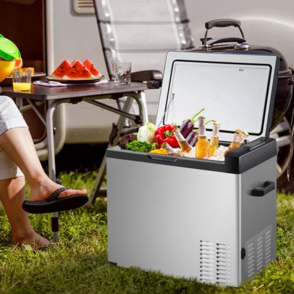 Koelbox deluxe - 30L - 45 Blikjes - Koeltas - Elektrisch - Oplaadbaar - Vriescombinatie - 220V - Camping, Auto, Caravan