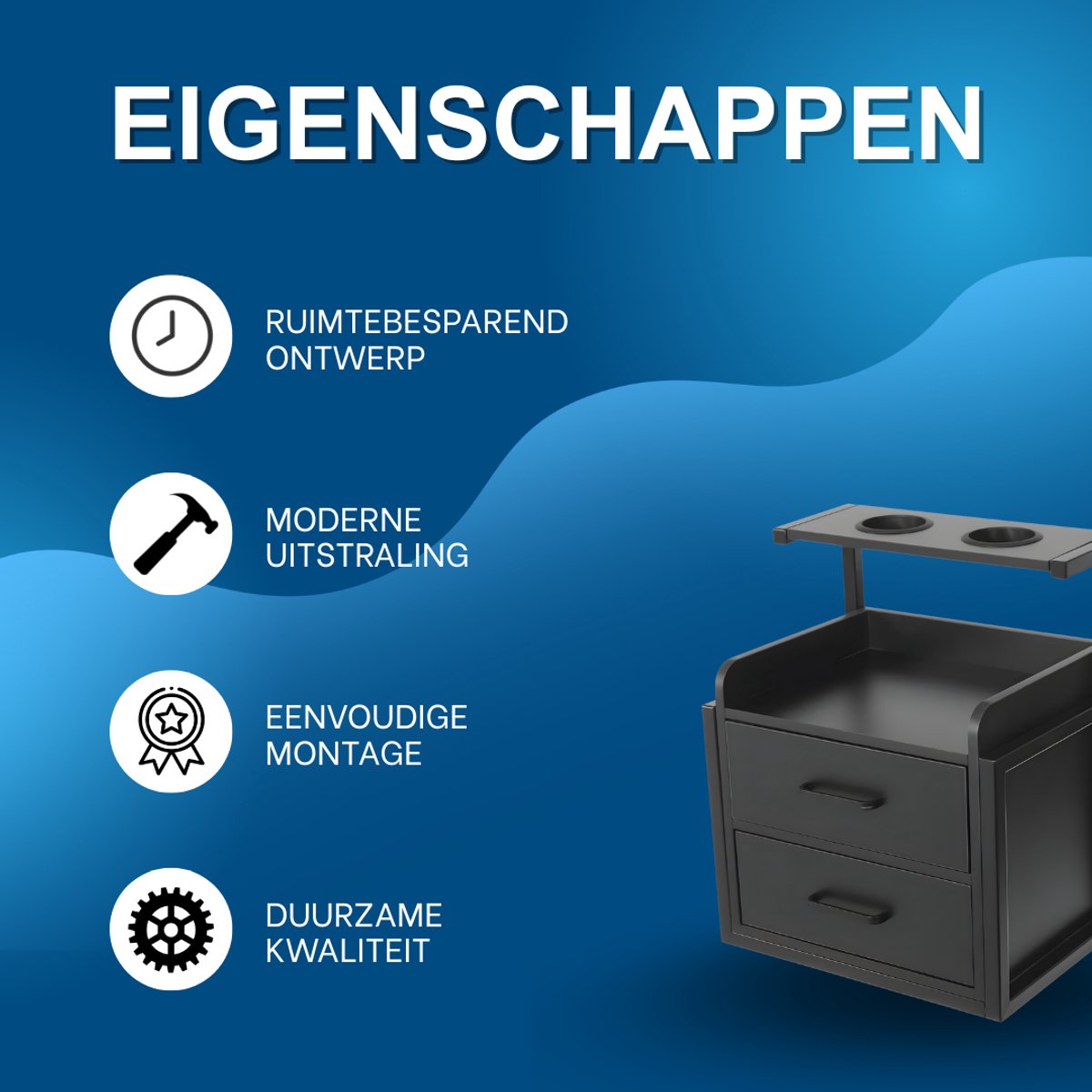 Wandkast - Hangkast - Muurkast - Opbergmeubel - Voor kapsalon - Opbergkast met wandmontage -Zwart