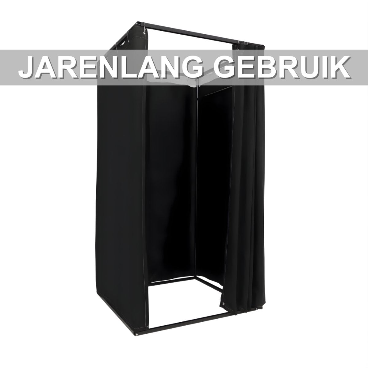 Paskamer met gordijn - Pashok - Opvouwbaar - Kleedkamer - Voor kledingwinkels - Zwart