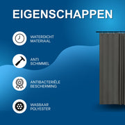 Douchegordijn deluxe - 120x180cm - Anti-schimmel - Voor Badkamer en bad - Donkergrijs - Waterdicht - Wasbaar - Ringen