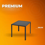 Tuintafel Zyrell - Buitentafel - Eettafel buiten - Weerbestendige Terrastafel - Rechthoekige Aluminium Tafel - 75x75x73 cm - Voor Tuin en Achtertuin - Zwart