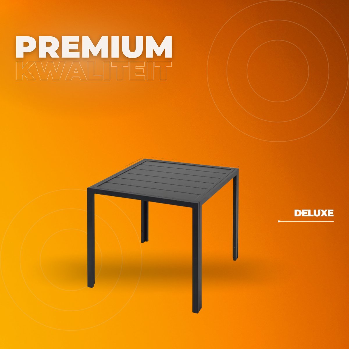 Tuintafel Zyrell - Buitentafel - Eettafel buiten - Weerbestendige Terrastafel - Rechthoekige Aluminium Tafel - 75x75x73 cm - Voor Tuin en Achtertuin - Zwart
